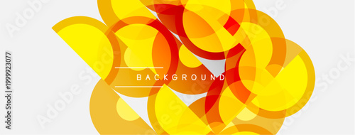 Abstract design features overlapping circles, warm colors, dynamic composition. Modern aesthetic, suitable for backgrounds, presentations.