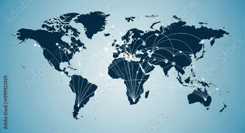 Global Network Connectivity - A World Map Illustrating Interconnected Systems.