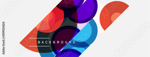 Abstract colorful shapes overlap, creating dynamic background. Modern design features vibrant hues, smooth gradients. Text reads BACKGROUND.