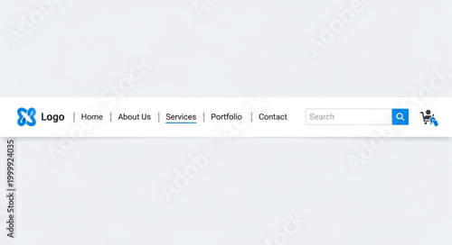 Website Navigation Bar with Search and User Icon.