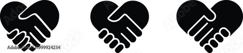 Handshake icon set vector symbol of agreement partnership trust business deal greeting collaboration communication professional support unity concept collection group.
