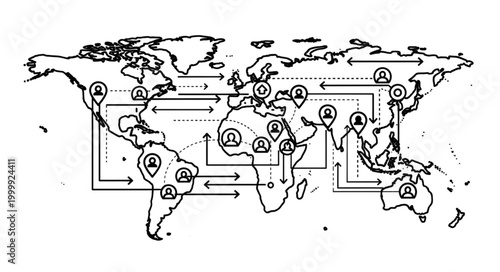 Global Network of People and Connections Across the World.