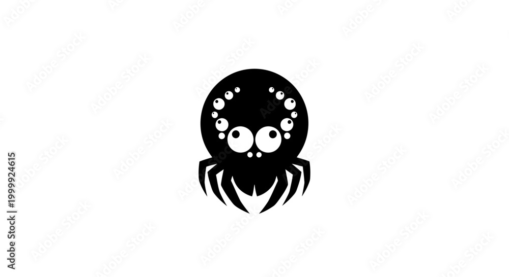 Fototapeta premium Black Cartoon Spider Icon Illustration Design.