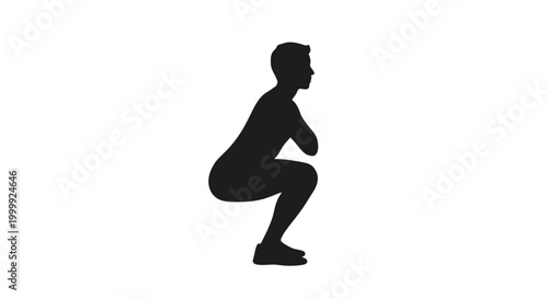 Man Doing Squat Exercise Silhouette.