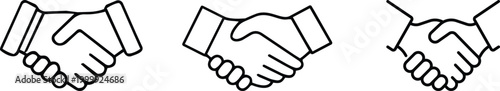 Handshake icon set vector symbol of agreement partnership trust business deal greeting collaboration communication professional support unity concept collection group.