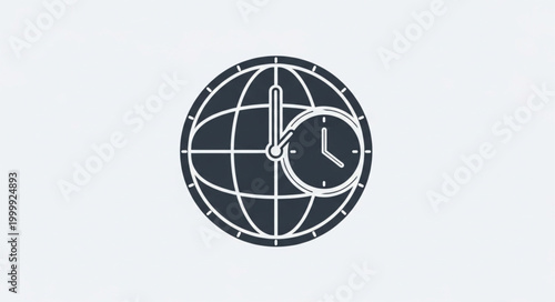 Global Time Zone Concept - World Globe with Clock Overlay.