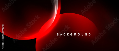 Abstract red curves overlap dark background. Modern design features glowing lines, creating dynamic visual impact. Simple, elegant composition.
