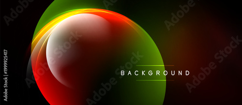 Abstract design features vibrant curves, gradients. Colors blendred, green, yellow. Dark background emphasizes central glowing shape. Text reads background.