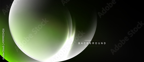 Abstract green glow. Smooth lines create circular shapes against black background. Modern design element for digital projects.
