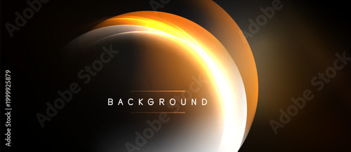 Abstract design features curved lines, warm colors, black background. Text reads background. Minimalist, modern aesthetic.