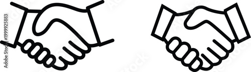 Handshake icon set vector symbol of agreement partnership trust business deal greeting collaboration communication professional support unity concept collection group.