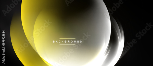 Abstract design features flowing yellow, white layers. Modern, dynamic composition creates elegant backdrop. Minimalist style, suitable presentation.