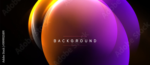 Abstract colorful layers create dynamic background. Gradient shades blend, forming soft shapes. Text BACKGROUND centered within design.