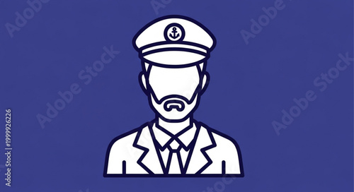 Tableau sur toile Illustration of a Captain with a Beard and Uniform.