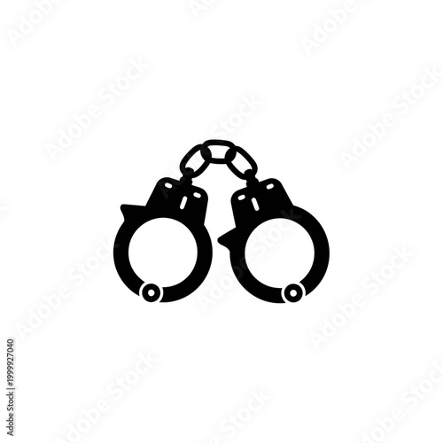 Black Handcuffs Icon Isolated on White Background
