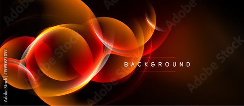 Abstract design features vibrant orange, red swirls. Dark background creates dramatic visual impact. Text reads background.