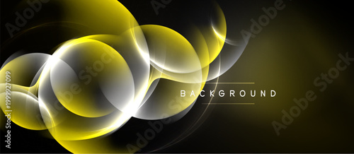 Abstract yellow swirls over black background. Dynamic lines create modern, elegant visual effect. Simple text reads background.
