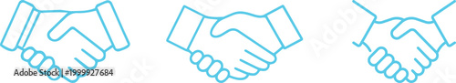 Handshake icon set vector symbol of agreement partnership trust business deal greeting collaboration communication professional support unity concept collection group.