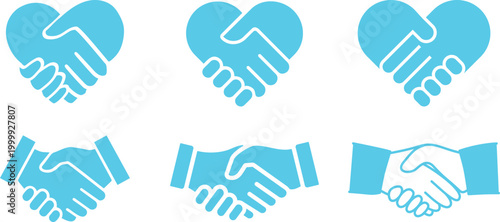 Handshake icon set vector symbol of agreement partnership trust business deal greeting collaboration communication professional support unity concept collection group.