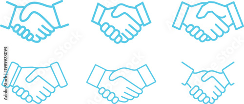 Handshake icon set vector symbol of agreement partnership trust business deal greeting collaboration communication professional support unity concept collection group.