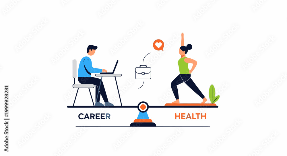 Fototapeta premium Balance between career and health, work-life balance concept