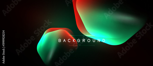 Abstract fluid shapes, vibrant colors blend. Dark background emphasizes glowing curves, modern design element. Text reads BACKGROUND.