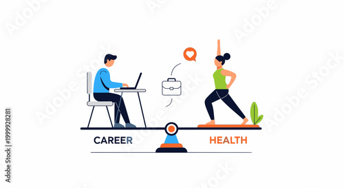 Balance between career and health, work-life balance concept