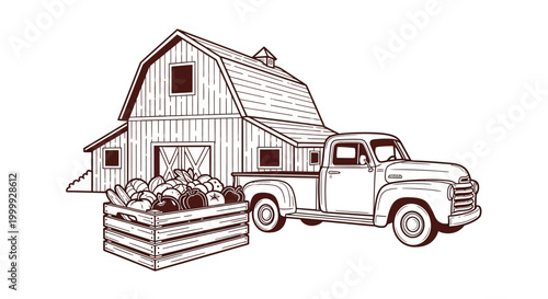 Vintage Pickup Truck With Hay.