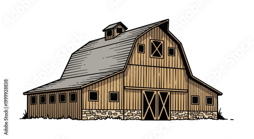 Large wooden rural barn structure.