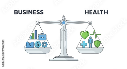 Business and Health Balance Scales: Concept of Work-Life Balance and Corporate Wellness