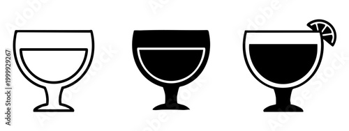 Canvastavla Margarita or daiquiri cocktail glass icons with citrus garnish for drink menus
