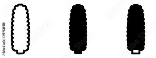 Corn cob silhouette set, simple vegetable icons for agriculture and food design