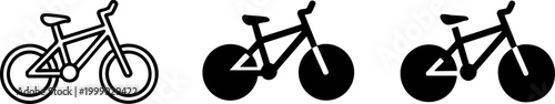 Mountain Bike or BMX Bicycle Icon Set in Three Different Styles