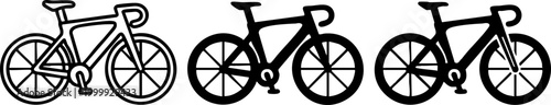 Road Racing Bicycle Icon Set for Sports and Fitness Design