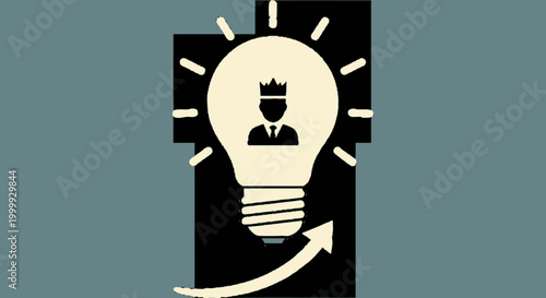 Business Idea Lightbulb Icon with King Symbol and Growth Arrow