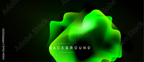 Abstract green shapes overlap dark background. Gradient lighting creates fluid, modern visual effect. Text reads background.