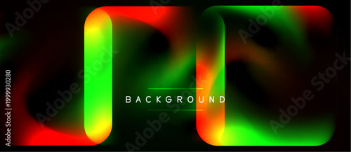 Abstract vibrant fluid shapes, red, green hues. Dark background creates dynamic visual effect. Text reads BACKGROUND.