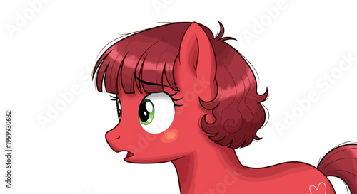 Pink Cartoon Pony Head Side View.