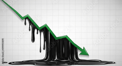 Oil price crash crude oil market falling down arrow.