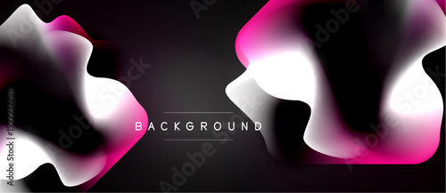 Abstract fluid shapes, pinks, whites blend into dark background. Text reads background centered below forms. Modern design element.