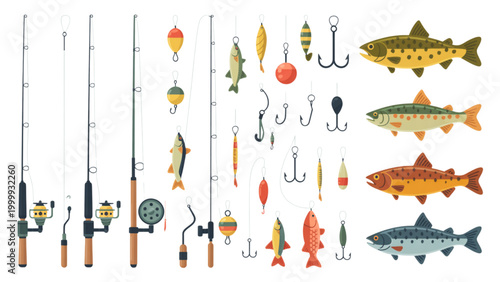 Photography Hand drawn colorful fish and sea animals swimming in a group with bubbles Vector