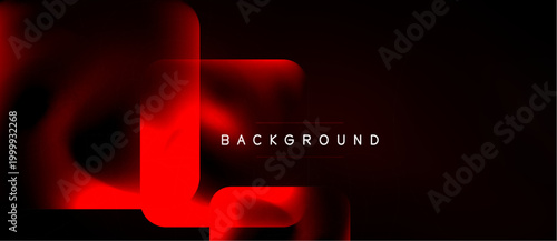 Abstract red shapes over black background. Minimalist design with text element reading background. Modern aesthetic, vibrant color contrast.