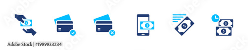 Payment methods icon set. transaction, finance, card, cash, banking. solid style icon collection.