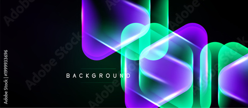 Abstract neon lines create dynamic geometric shapes over black background. Vibrant colors blend, forming modern visual effect.