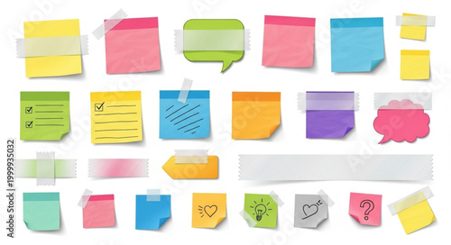 Colorful sticky note collection.