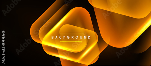 Abstract golden layers create dynamic visual effect. Dark background emphasizes bright shapes, modern design element.