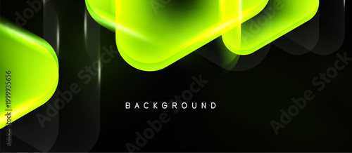 Abstract neon lines over black background. Dynamic curves create modern visual effect. Bright glow emphasizes shapes, depth.