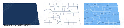 Photos North Dakota Counties Map with Labels – State Silhouette and County Boundaries V