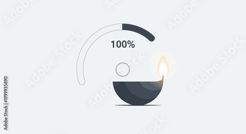Minimalist Diwali oil lamp icon with a progress bar indicator.