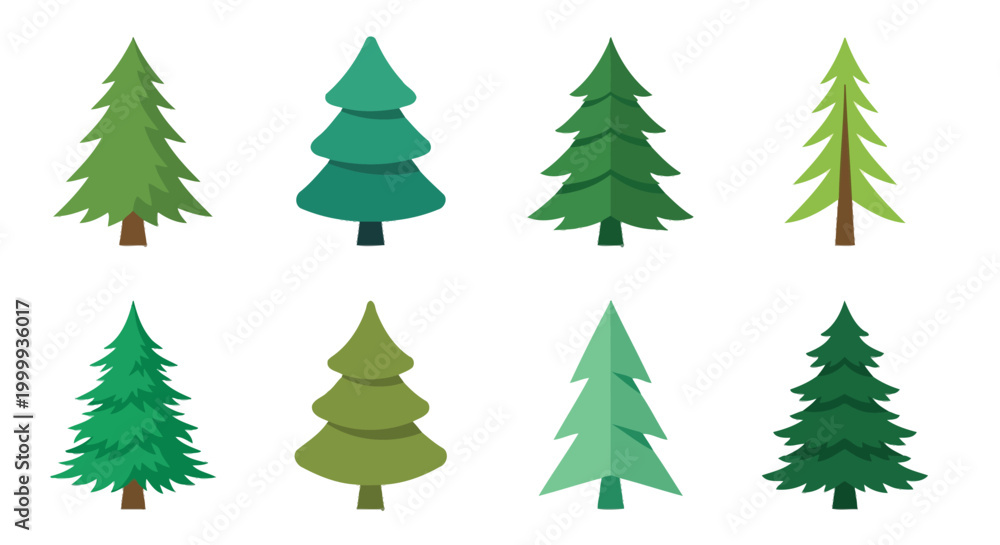 Fototapeta premium set of pine tree icons in flat design style